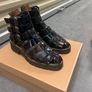 TBA (To Be Announced) Arrows Strappy Boots in Petrol Rare
